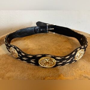 Tony Lama Black and Gold Women's Belt